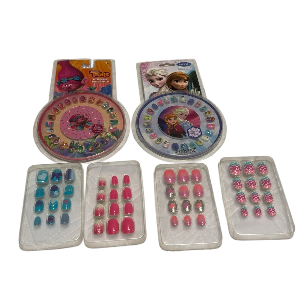 Frozen and Trolls Kids Press on Nail Set